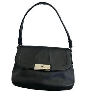 Y2K COACH SHOULDER BAG KRISTIN BLACK LEATHER N-M1020-45166 SILVER ACCENTS ICONIC